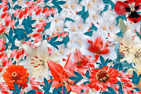 Floraler Hintergrund aus bunten Blumen. bunte Blumen. — Stockfoto