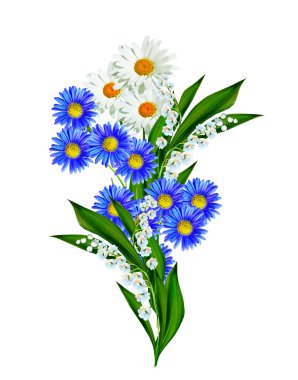 Beyaz arka planda izole edilmiş papatyalar.