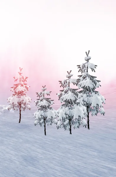 Winter Forest. Paysage hivernal. Arbres couverts de neige — Photo