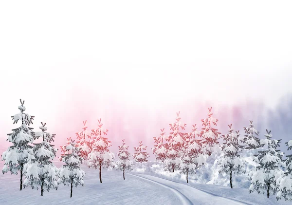 Δάσος στον παγετό. Χειμερινό τοπίο. Χιονισμένα δέντρα — Φωτογραφία Αρχείου