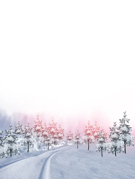 Χειμώνας δάσος. χιόνι δέντρα που καλύπτονται — Φωτογραφία Αρχείου