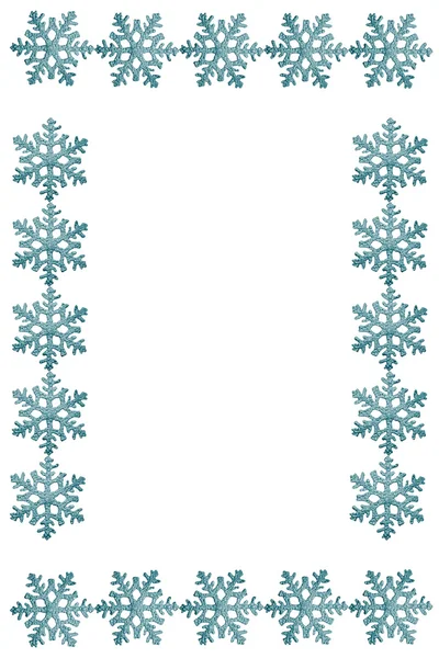 Beaux flocons de neige colorés isolés sur fond blanc. Frame — Photo