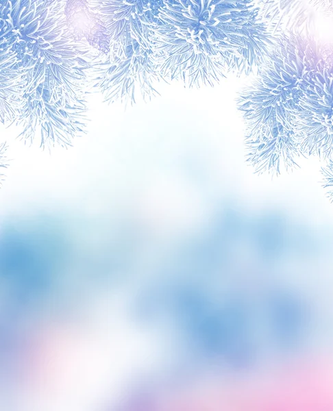Winterlandschap. Sneeuw bedekt bomen. Kerstmis achtergrond — Stockfoto