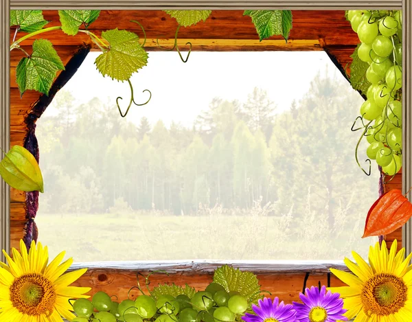 Frame of flowers and foliage — Stock Photo, Image