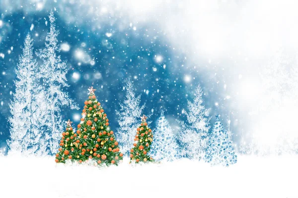 Speelgoed Kerstmis Abstracte Kleurrijke Feestelijke Achtergrond Wenskaart Winterlandschap — Stockfoto