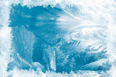 Bulanık. Beyaz don kristalleri ile soyut buzlar doğal arkaplan.