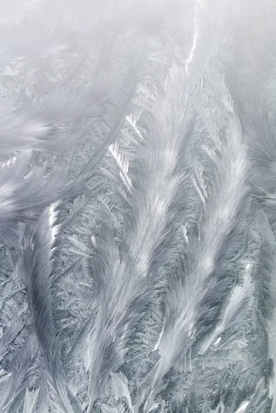 模糊的 带白霜晶体的冰霜天然背景 — 图库照片