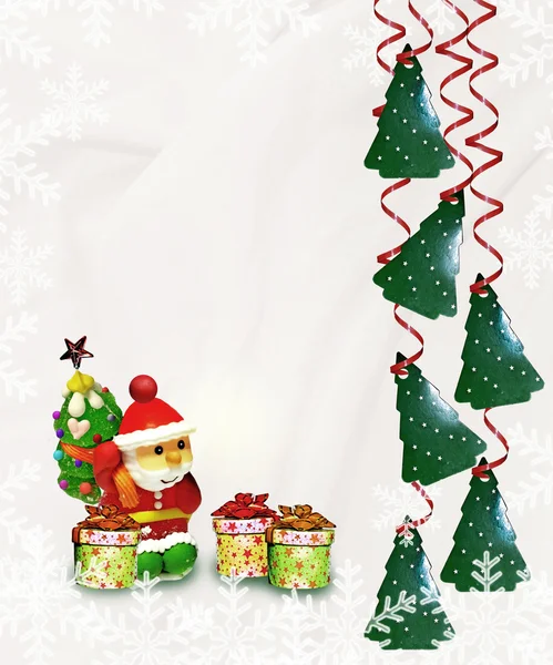 Tarjeta de Navidad. Santa Claus y regalos . —  Fotos de Stock