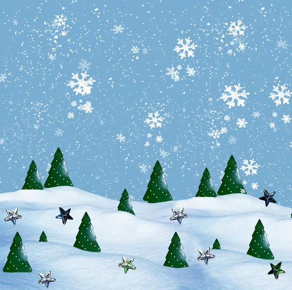 Floresta de Inverno. Cartão de Natal — Fotografia de Stock