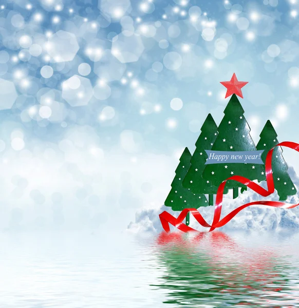 Kış manzarası ve Noel ağacı — Stok fotoğraf