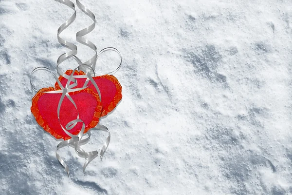 Background from snow. Heart. Stock Image