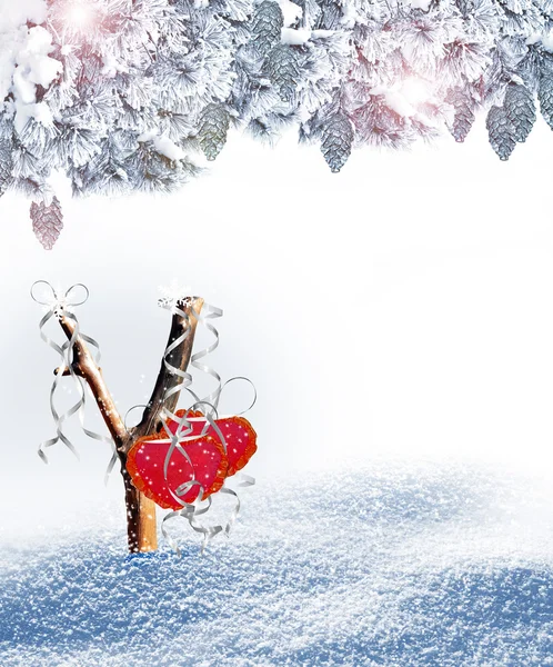 Alberi nella neve. Cuore . — Foto Stock