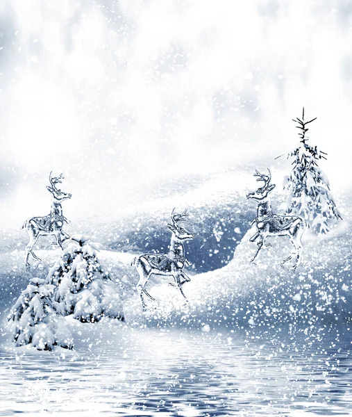 Kış orman. Kış manzarası. Noel kartı — Stok fotoğraf