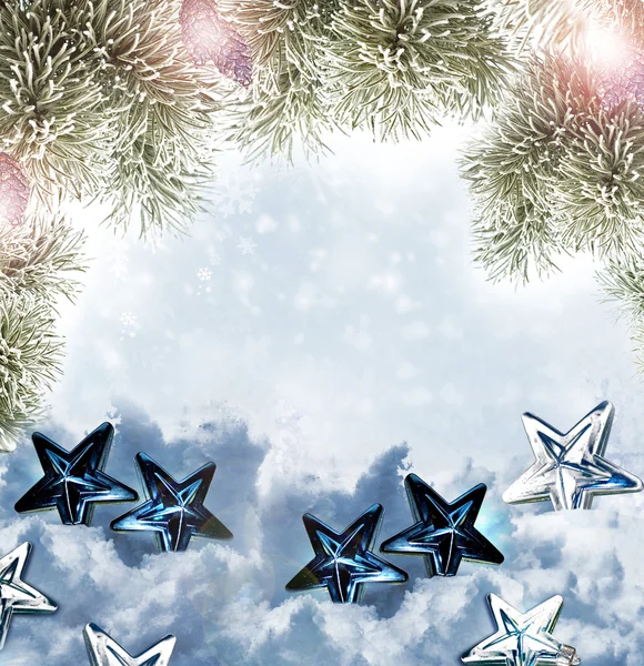 Winter Hintergrund mit Weihnachten Spielzeug — Stockfoto