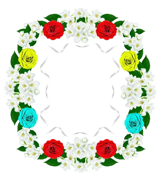 Frame of jasmine flowers. rose — Stock Photo, Image