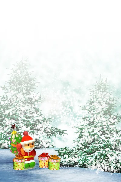 Père Noël dans les bois. Carte de Noël . — Photo