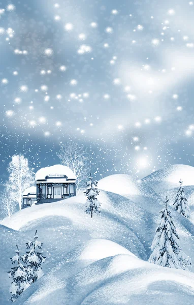 The village in winter forest — Stock Photo, Image