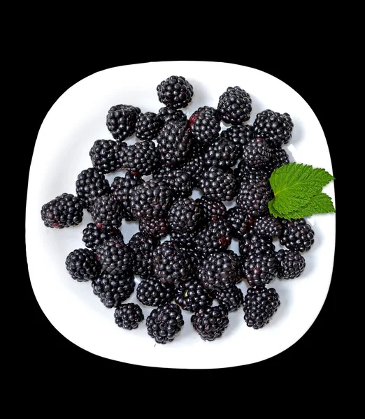 Blackberries isolated on a black background — Stockfoto