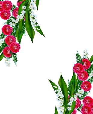 Holiday card with roses and lilies of the valley clipart