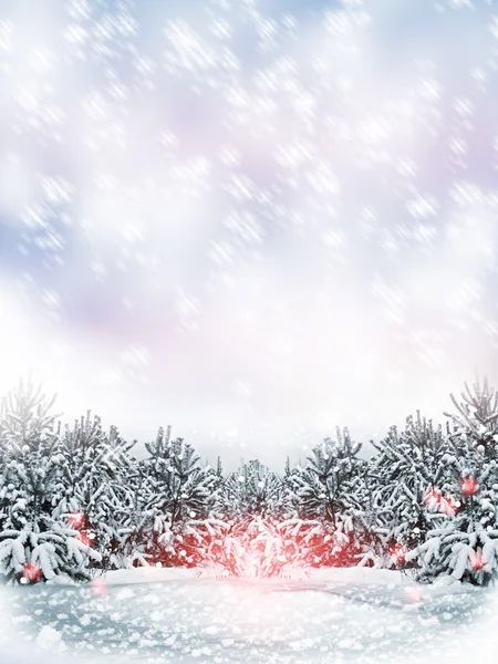 Julkort. vinterlandskap — Stockfoto