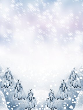 Noel kartı. Kış manzarası