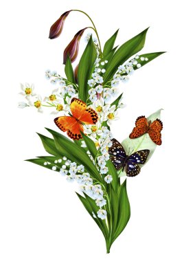 beyaz arkaplanda yalıtılmış bahar çiçekleri