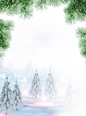 Noel kartı. Kış manzarası