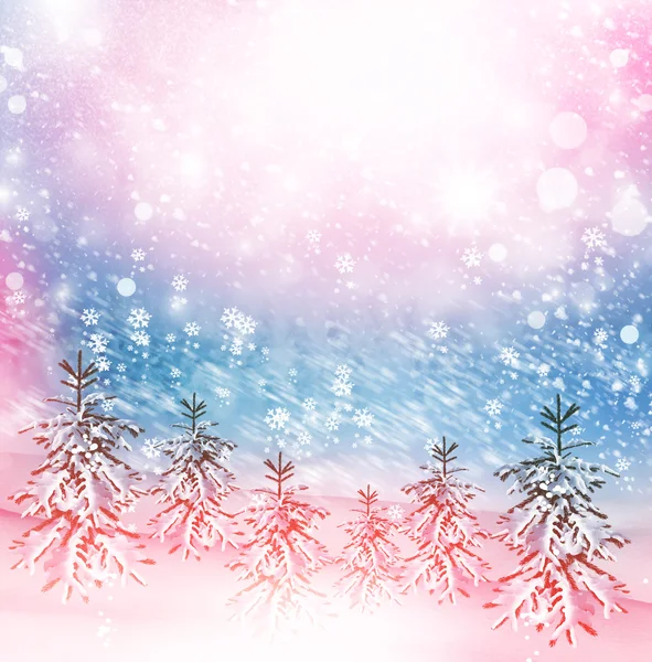 Zimowy Las. Zimowy krajobraz. Karty noworoczne — Zdjęcie stockowe