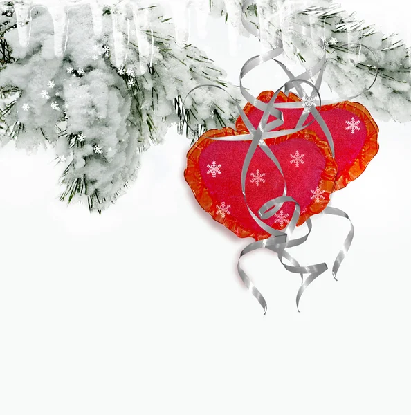 Träd i snön. Heart.Holiday card — Stockfoto