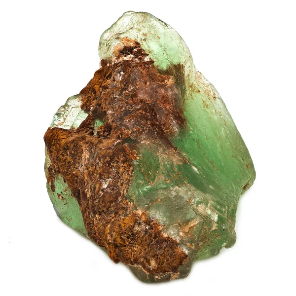 Emerald Stone Natural Zbliżenie Kamienia Szlachetnego Białym Tle — Zdjęcie stockowe