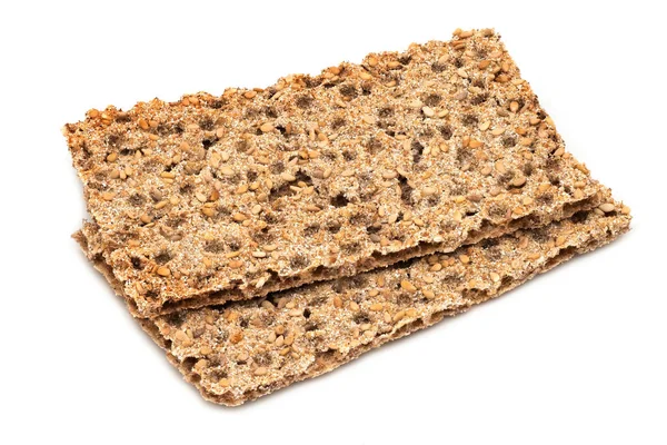 Crispbread Κοντινό Πλάνο Και Στούντιο Πλάνο Των Τροφίμων Λευκό Φόντο — Φωτογραφία Αρχείου