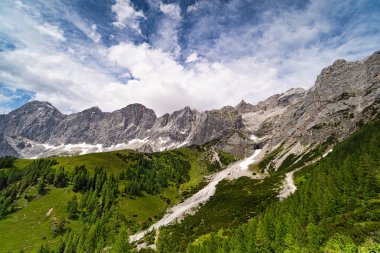 Dachstein Dağları, yazın Avrupa Alpleri manzarası