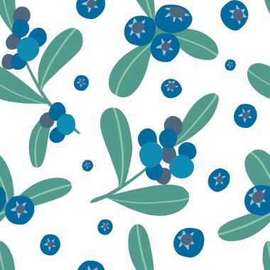 Böğürtlen dalları ve yapraklarla kusursuz desen. Organik sağlıklı gıda geçmişi. Mutfak, kafe, restoran tekstili ve kağıt için yaz çiçeği dokusu. El çizimi düz vektör. Detox süper gıda ürünü