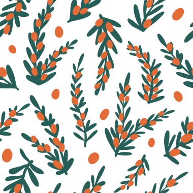 Dikensiz deniz dikenli dalları deseni. Basit el yapımı böğürtlen deseni. Modern ve orijinal tekstil, ambalaj kağıdı, duvar tasarımı. Çiçek minimalist grafik tasarımı. Düz vektör