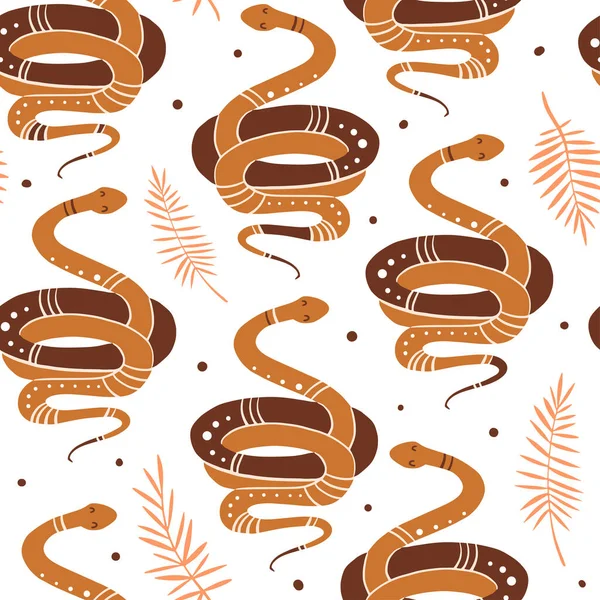 Modèle Sans Couture Avec Serpent Magique Mignon Texture Drôle Animaux — Image vectorielle