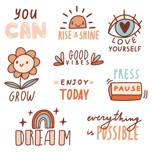 Frases Motivacionales Con Garabatos Letras Disfruta Hoy Puedes Soñar Amarte — Vector de stock