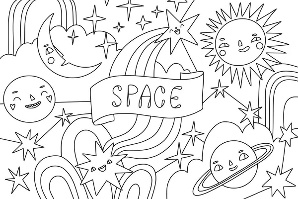Colección Elementos Espaciales Esboza Garabatos Planetas Dibujos Animados  Estrellas Sol vector, gráfico vectorial © lenanikolaeva imagen #498072954