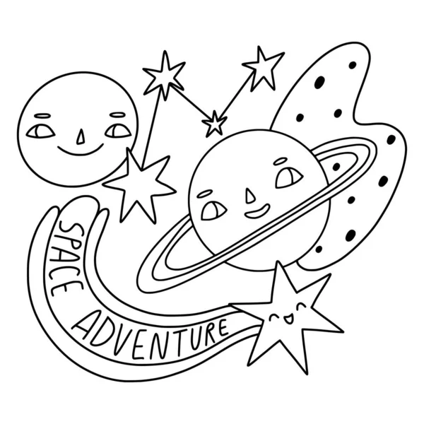 Desenho para colorir kawaii doodle cartoon planet