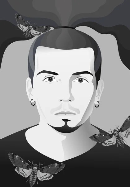 Portrait noir et blanc de l'homme — Image vectorielle