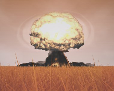 Nükleer patlama bir mantar bulutu 