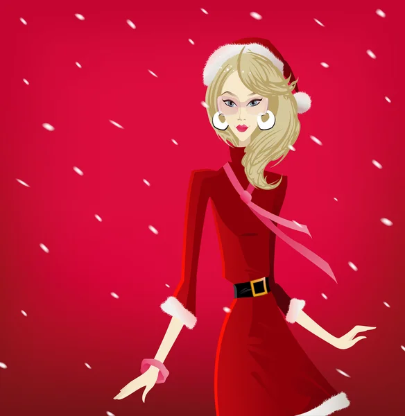 Navidad chica y fondo de invierno — Vector de stock