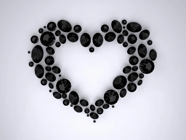 ブラック ダイヤモンドの心 — ストック写真