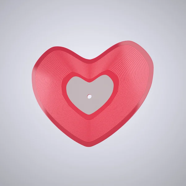 Kalp şeklinde vinil kaydı (popüler müzik konsepti) — Stok fotoğraf