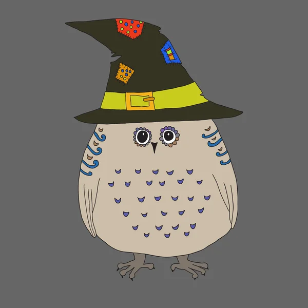 Coruja de Halloween bonito em um chapéu Ilustrações De Stock Royalty-Free