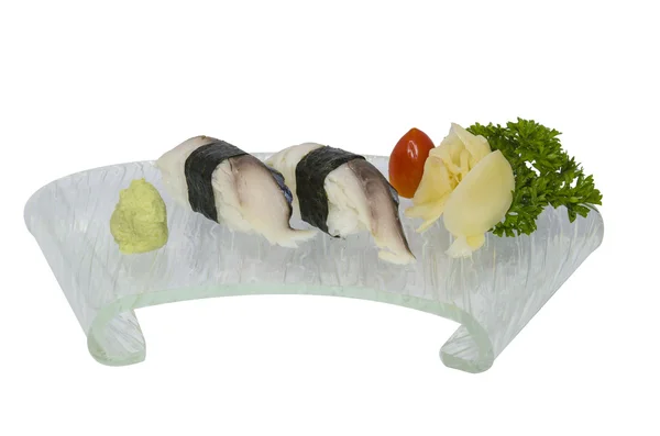 Saba sushi fond blanc — Photo