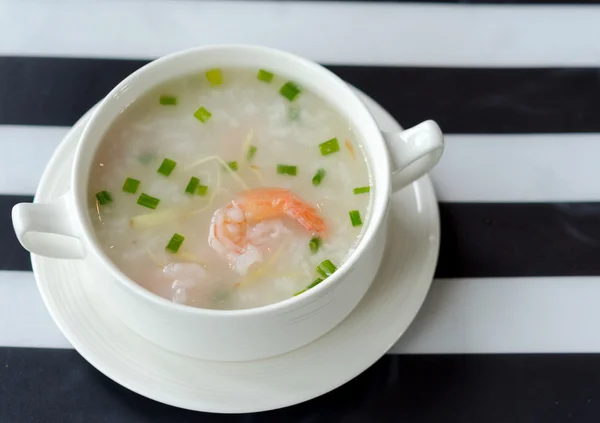 Thai Porridge Rice Gruel Shrimp Bowl — Stock Photo, Image