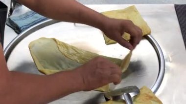 Kızarmış Roti çerezi sokak yemeği.