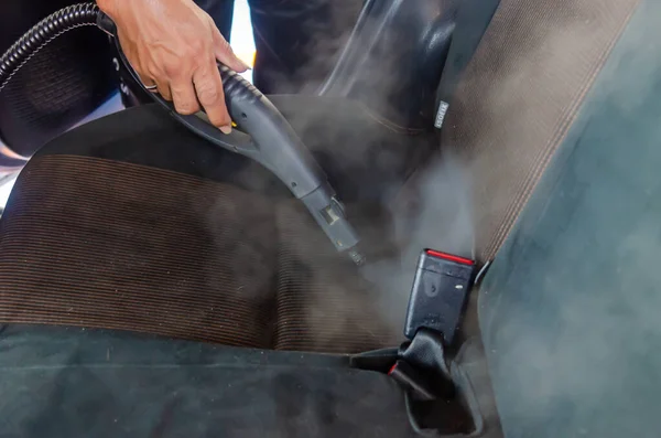 Vapor Cadeiras Carro Use Vapor Alta Temperatura Para Matar Germes — Fotografia de Stock