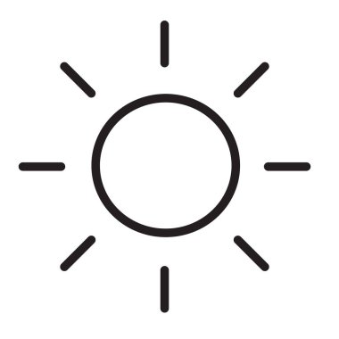 Beyaz arkaplanda güneş vektörü simgesi.