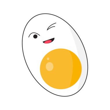 Beyaz arkaplan vektöründe haşlanmış yumurta karikatürü. 